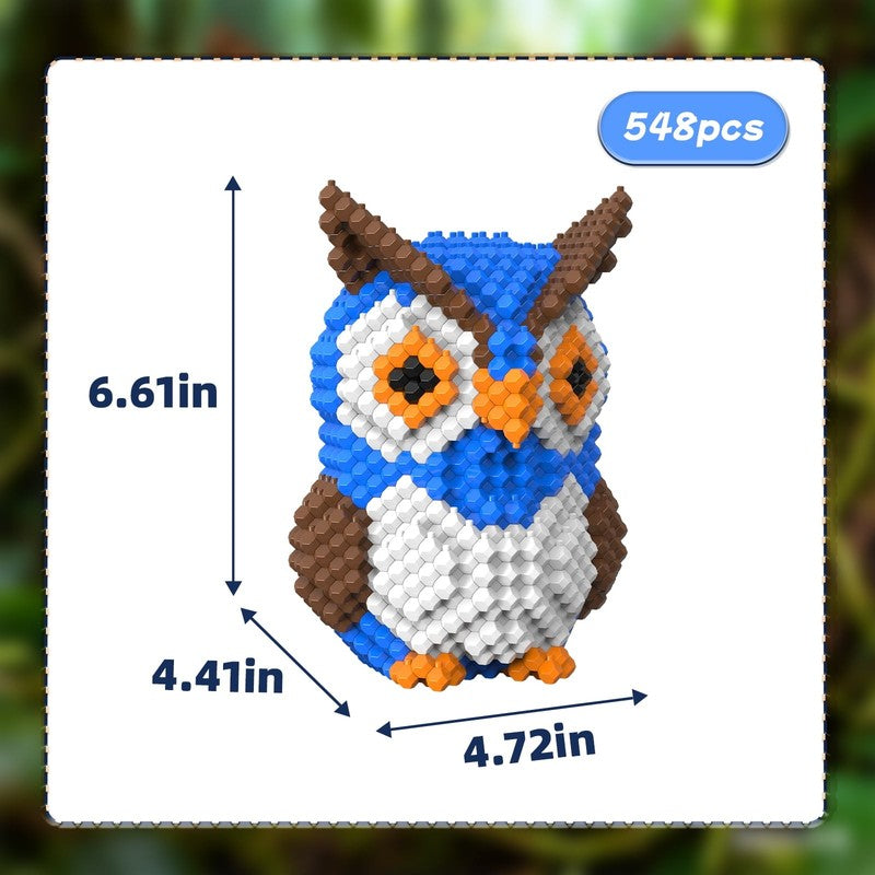 Owl Building Block Set Miniature 3D Educational Challenging STEM 548 Pieces 1-Co1