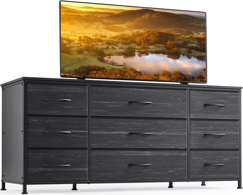 Wide Dresser TV Stand with 9 Drawers Dresser for Bedroom Chests of Drawers for L0