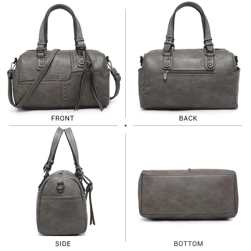 Women Soft Vegan Leather Barrel Bags Large Top Handle Totes Satchel Handbags Sho2