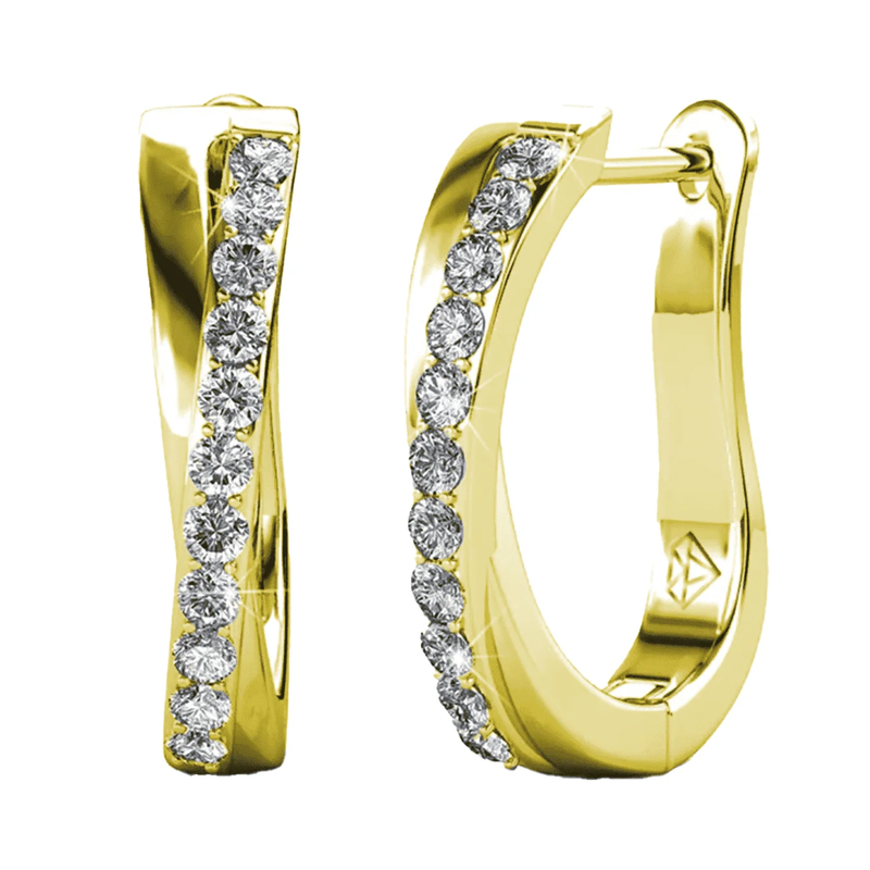 Amaya 18K Yellow Gold Plated 16Mm Hoop Earrings with Crystals Gift for Women11