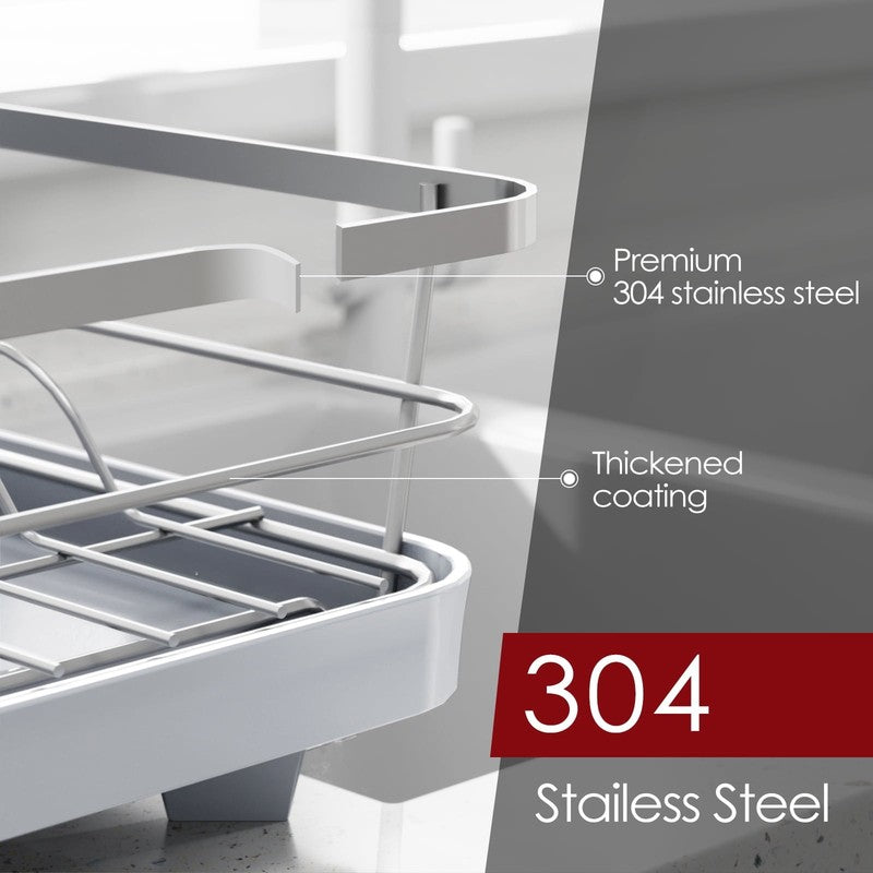 Large Compact Dish Drying Rack for Kitchen Counter Silver3