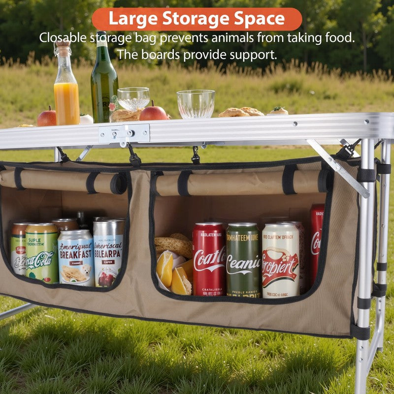 Portable Camping Table Set   Aluminum Kitchen Station W/ Storage, Adjustable Fee5