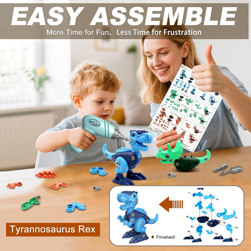 3 Pack Dinosaur Building Toys STEM Drill Construction Set Kids Educational1