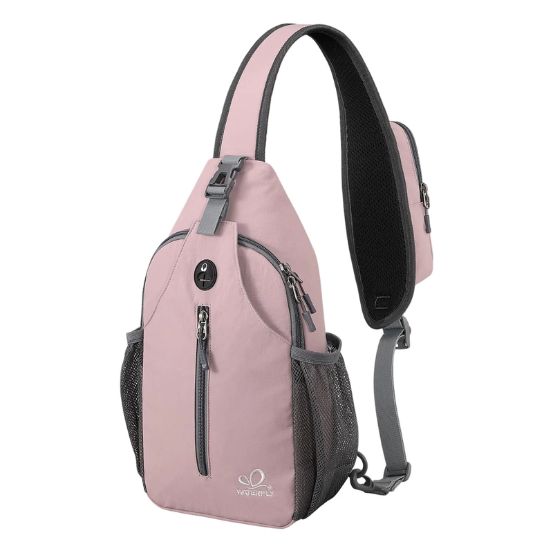 Unisex Hiking Travel Nylon Sling Bag Cross Body Shoulder Chest Bag,Pink9