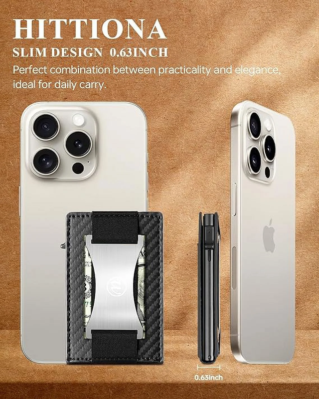 Minimalist Slim Wallet, Men Wallets with POP up Card Holder, RFID Blocking3