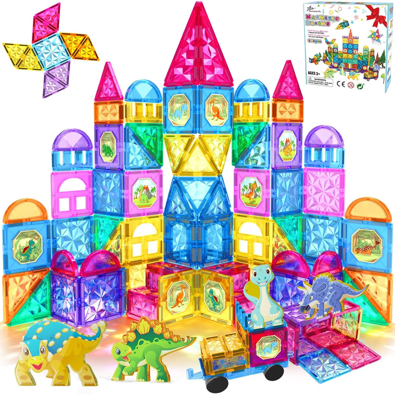 110PCS Magnetic Tiles Building Blocks STEM Toy Educational Kit Ages 3–9+0