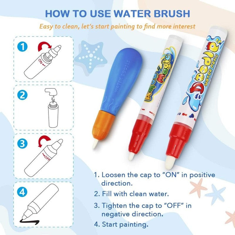 Water Doodle Mat - Kids Painting Writing Color Doodle Drawing Mat Toy Bring Magi3