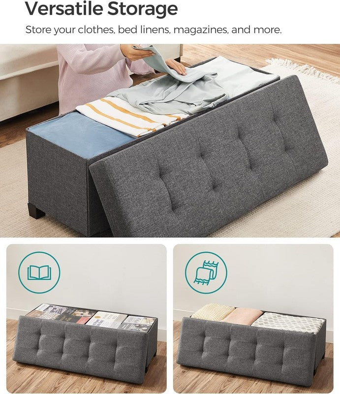 Foldable Storage Ottoman Bench Foot Rest 43'' Bedroom Living Room Slate Gray8