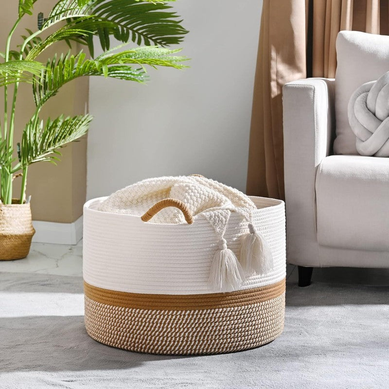 Large Blanket Basket (20"X13"),Woven Baskets for Storage Baby Laundry Hamper1