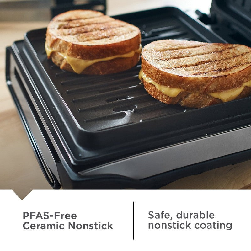 4–6 Serving Electric Indoor Grill, Contact Smokeless Grilling with Removable Pla7