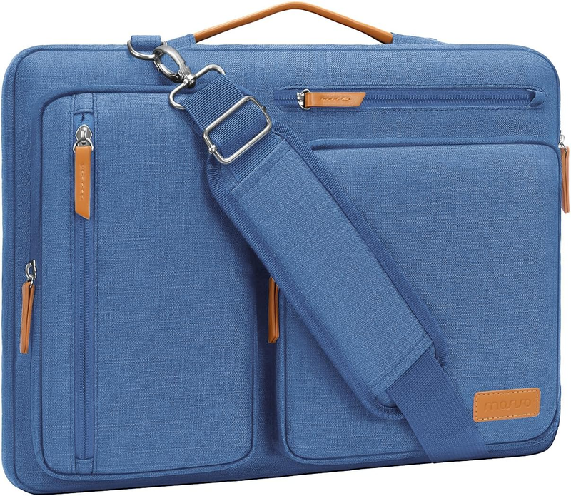 15.6 Inch Laptop Shoulder Bag 360 Protective Messenger 4 Zipper Pockets7