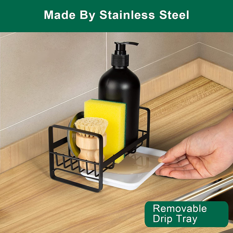 Sponge Holder for Kitchen Sink- Stainless Steel Kitchen Sink Caddy for Organizin2