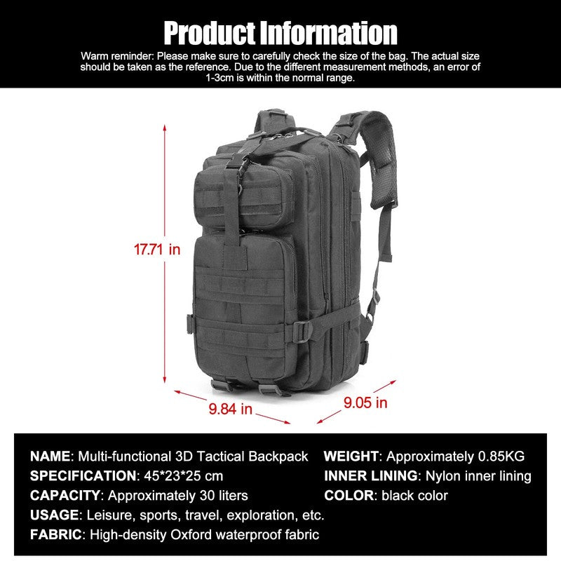 New Travel Backpack Camping Outdoor Camouflage Waterproof High Capacity Sports T3