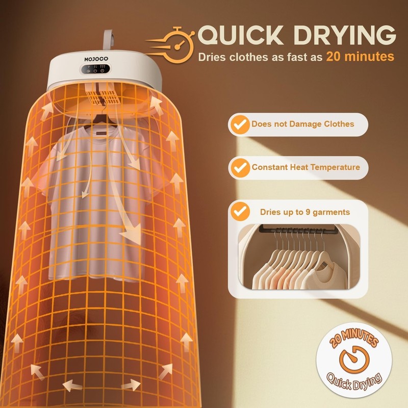 Compact Portable Clothes Dryer - Fast, Quiet, Timer & Wrinkle-Reducing Heat1