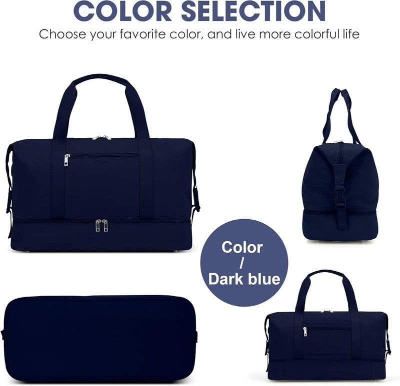 21in Women Weekender Duffle Bag 2Pc Canvas Leather Carry On Shoe Compartment6