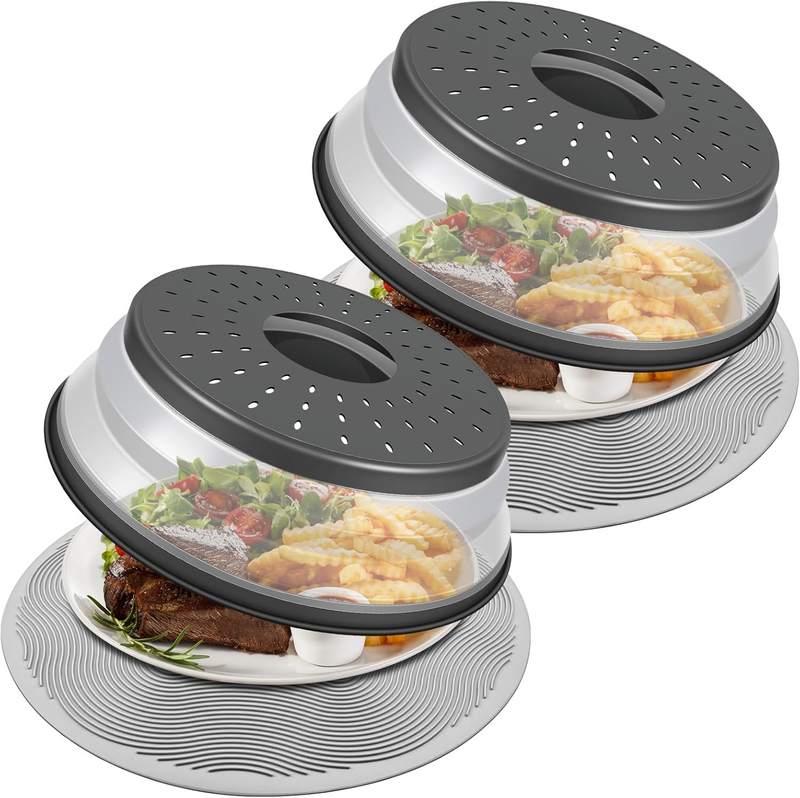 2 Pack 12 Inch Microwave Food Cover Silicone Splatter Guard Collapsible8