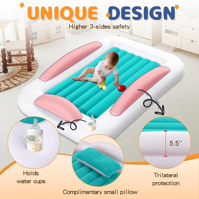Inflatable Toddler Travel Bed with Safety Sides, 60" Kids Air Mattress & Pump2