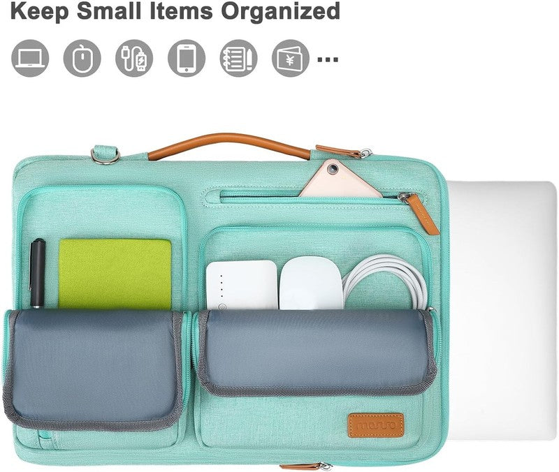 15.6 Inch Laptop Shoulder Bag 360 Protective Messenger 4 Zipper Pockets3