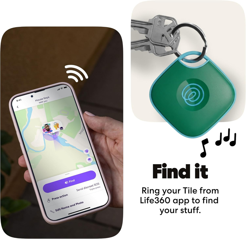 Bluetooth Tracker Tile Key Finder Item Locator iOS Android Green Surf3