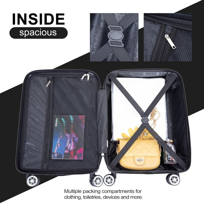 4 Piece Lightweight Hardside Luggage Set with Spinner Wheels   Black5