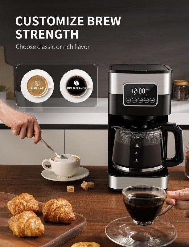 10-Cup Programmable Coffee Maker Drip Machine Strong Brew Silver Auto Shut Off2
