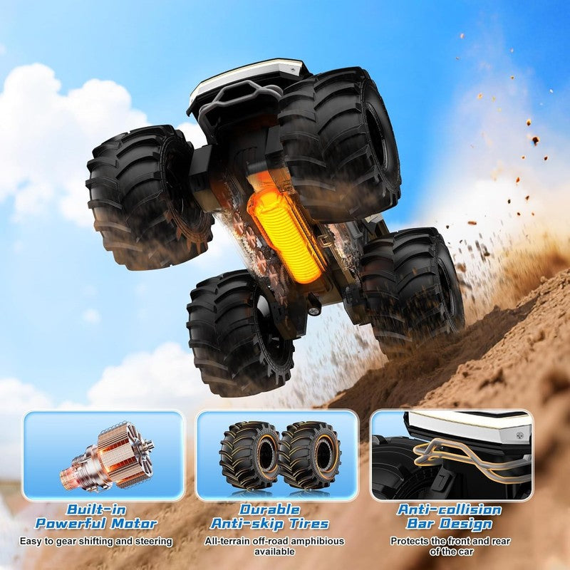 Amphibious Remote Control Monster Truck   4WD All Terrain RC Car for Kids 6+6