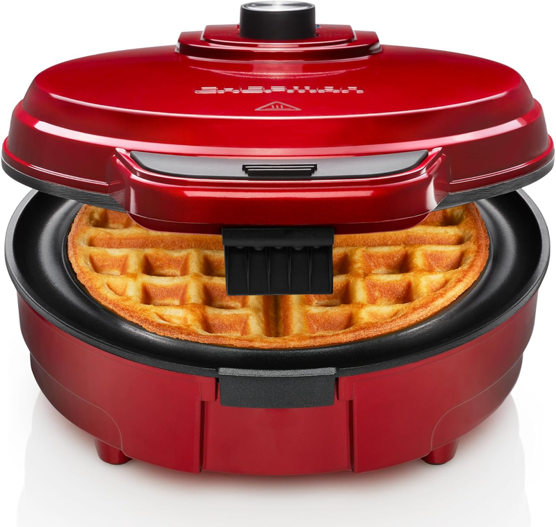 Anti-Overflow Belgian Waffle Maker Nonstick Iron Temp Control Red10