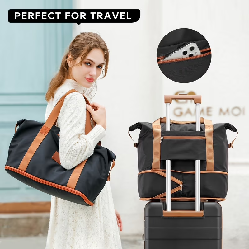 2Pc Travel Duffel Bag Set Waterproof Carry On Weekender w/ Toiletry Bag2