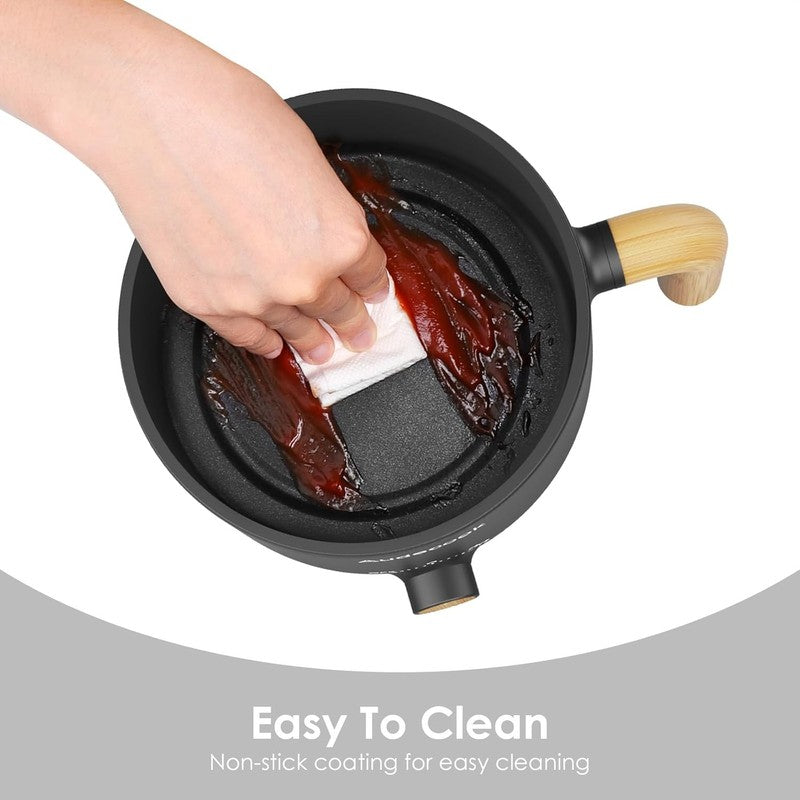1.5L Electric Hot Pot Steamer Nonstick Noodle Cooker Dual Power Control Black5