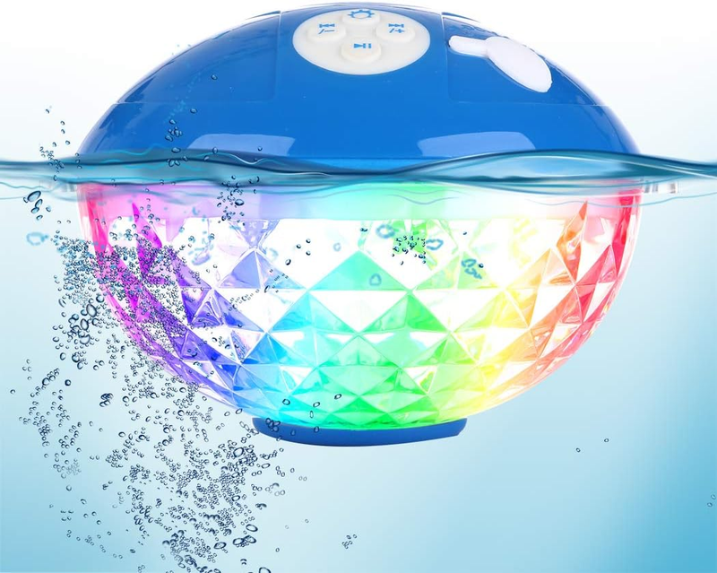 Bluetooth Pool Speaker with Colorful Light, Portable Floating Pool Speaker IP68 10