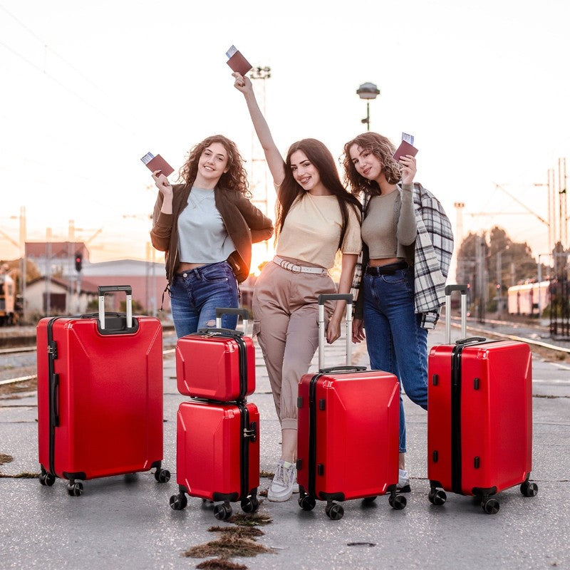 5 Piece Luggage Set with 8 Packing Cubes, Hard Shell Suitcase Set with Spinner W8