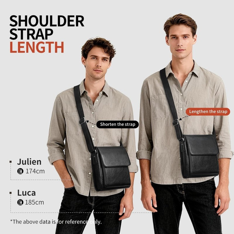 Leather Messenger Crossbody Bag Men Work Business Casual Adjustable Strap3