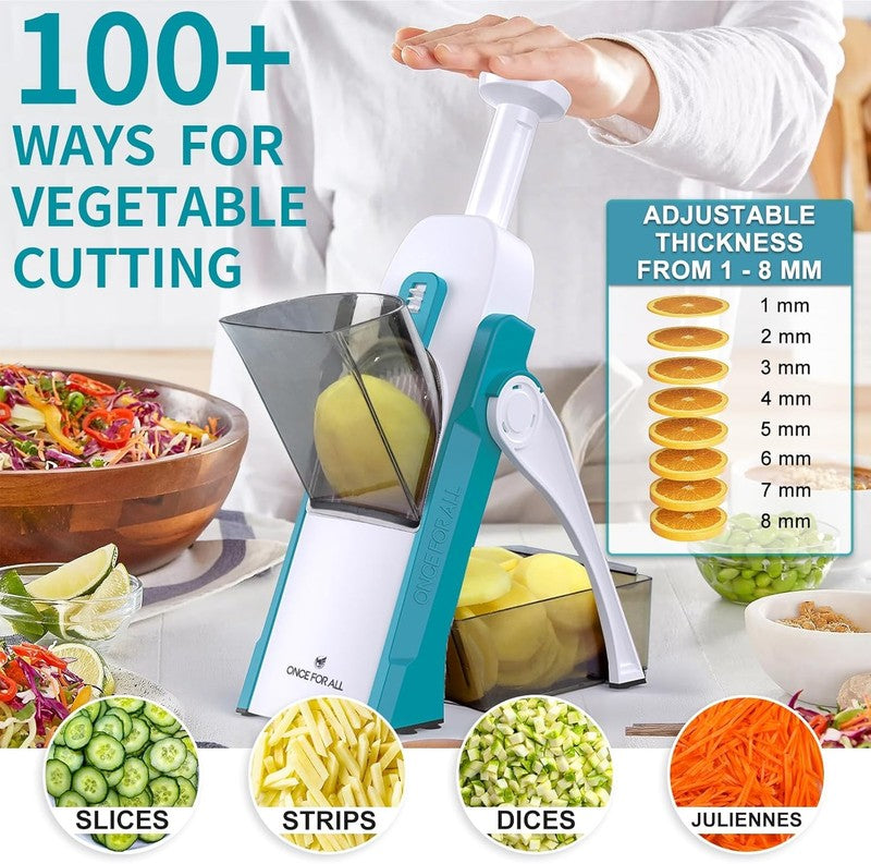 Safe Mandoline Slicer 5 in 1 Vegetable Cutter, Strips Julienne Dicer Adjustable 2