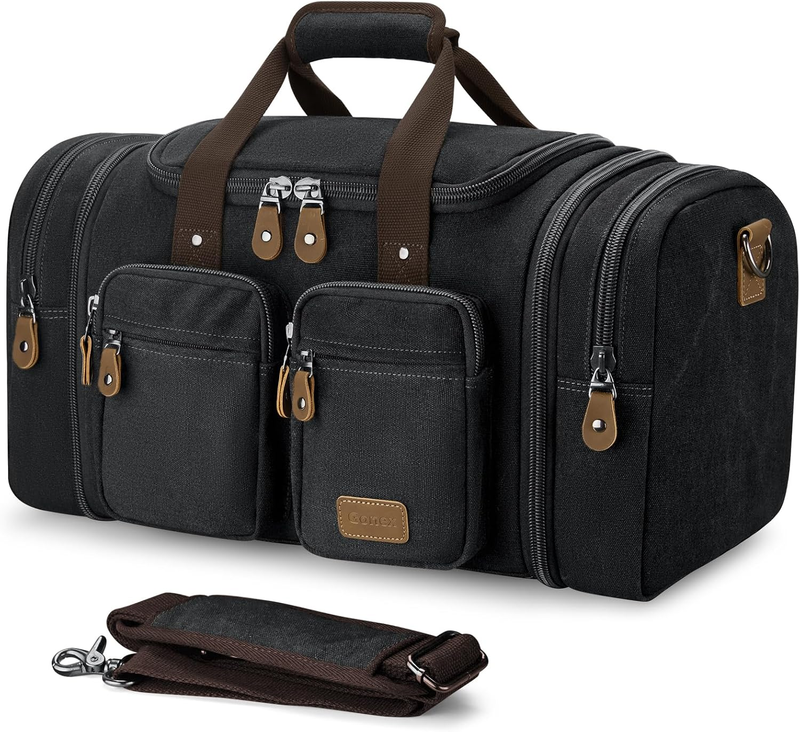 Expandable 50L Canvas Duffle Bag Dark Grey Travel Gym Weekender Carry On10