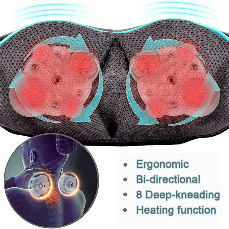 Shiatsu Neck Massager w/ Heat Deep Kneading Back Shoulder Pain Relief2