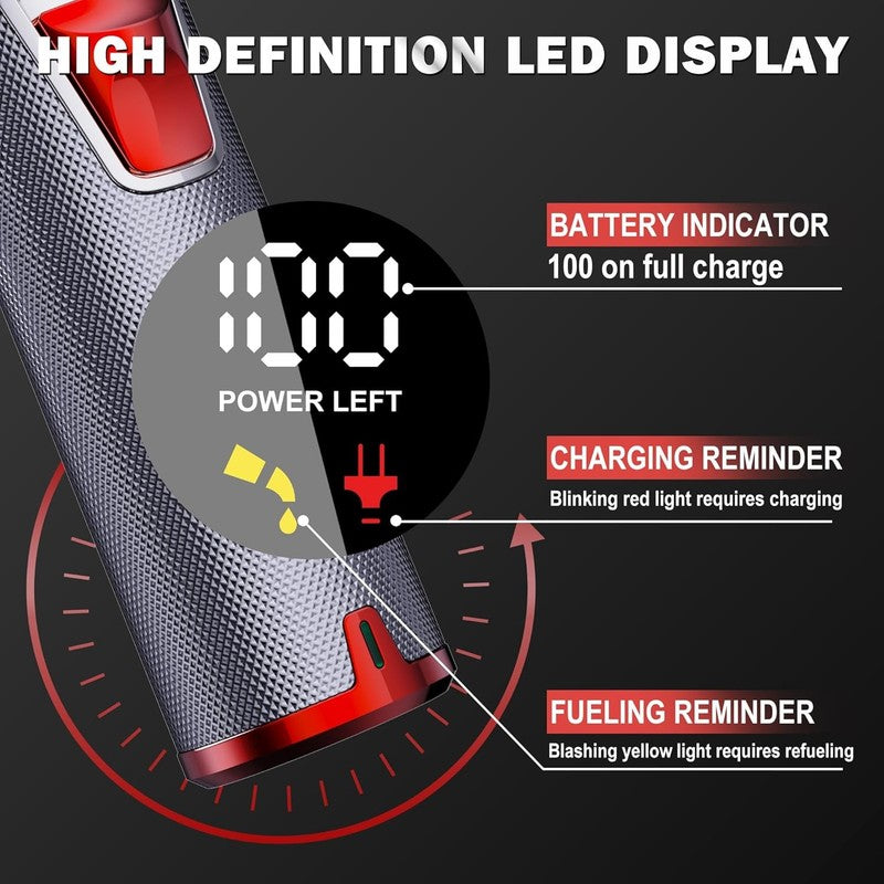 Men’s Cordless Hair Clippers | LCD Display Barber Grooming Kit (Silver+Red)3