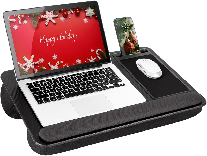 Home Office Pro Lap Desk with Wrist Rest, Mouse Pad, and Phone Holder   Black Ca9