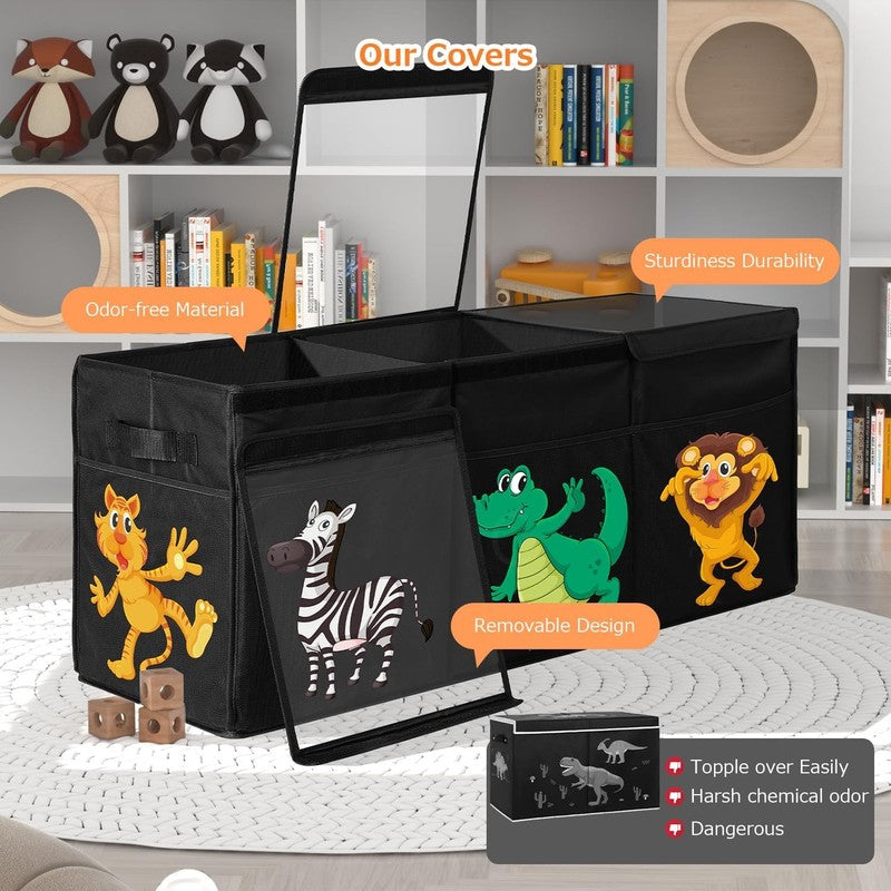 Extra Large Toy Box Collapsible Dinosaur Storage Organizer Kids Bin Black1