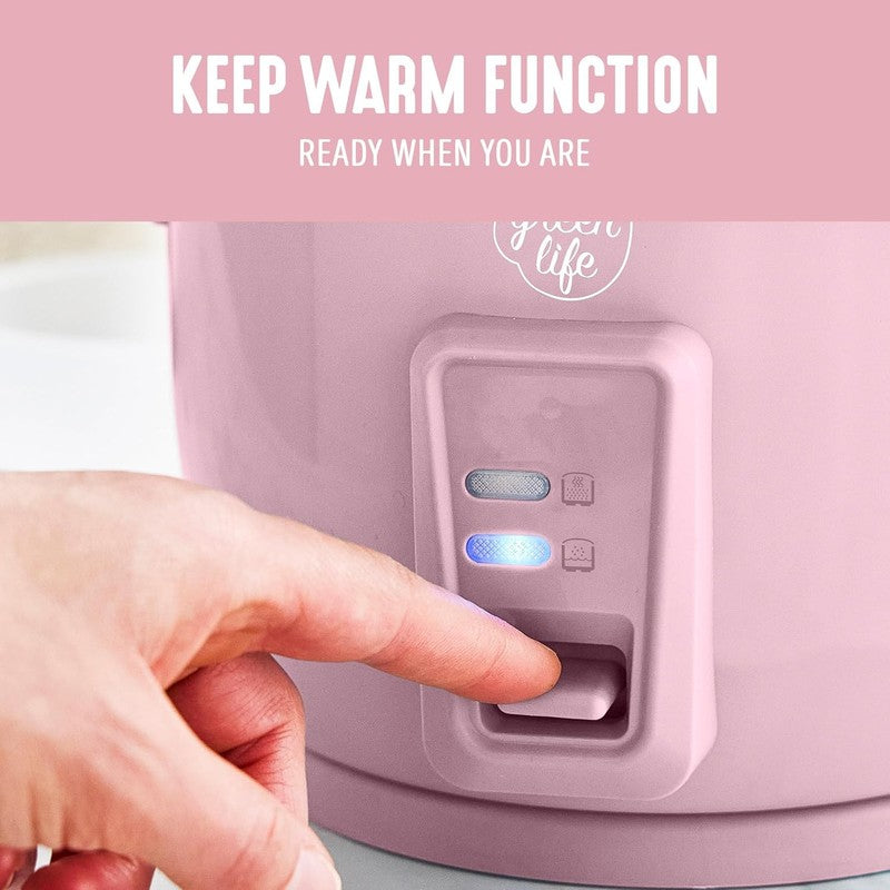 Rice Cooker 3-Cup PFAS-Free Ceramic Removable Pot Pink Multicooker8