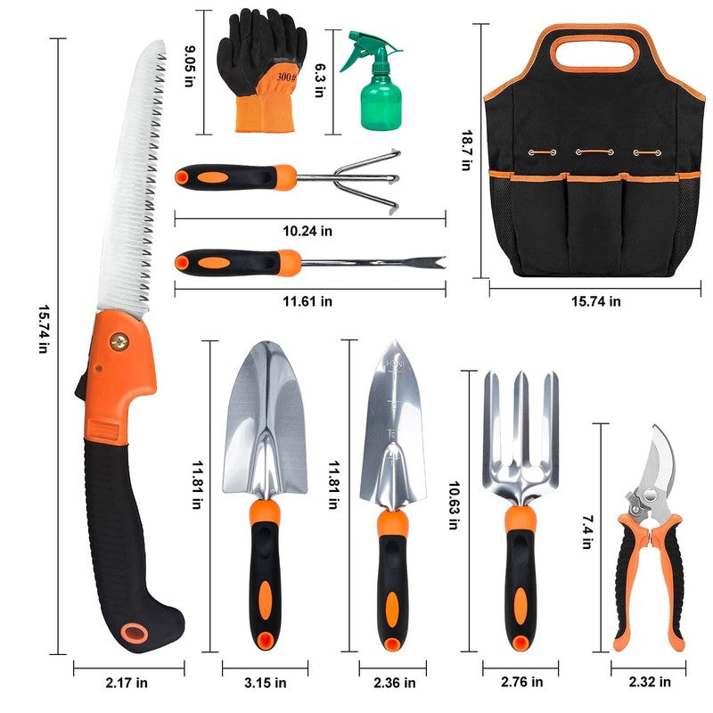 Garden Tool Set, Stainless Steel Heavy Duty Gardening Tool Set, with Non-Slip Ru2