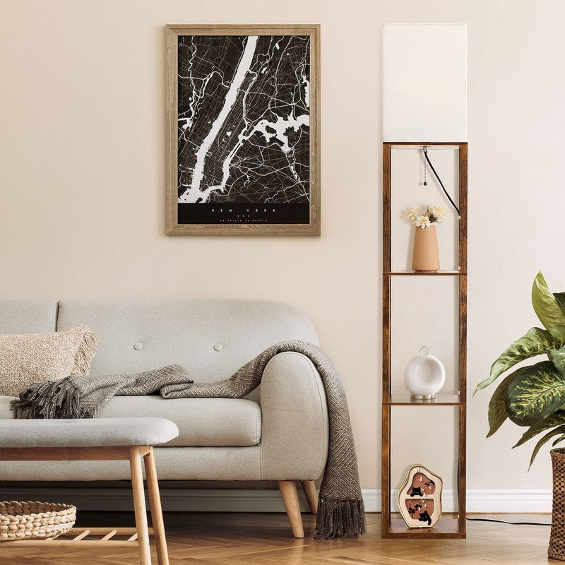 63" Brown LED Floor Lamp with Shelves, Modern Standing Lamp w/ Storage8