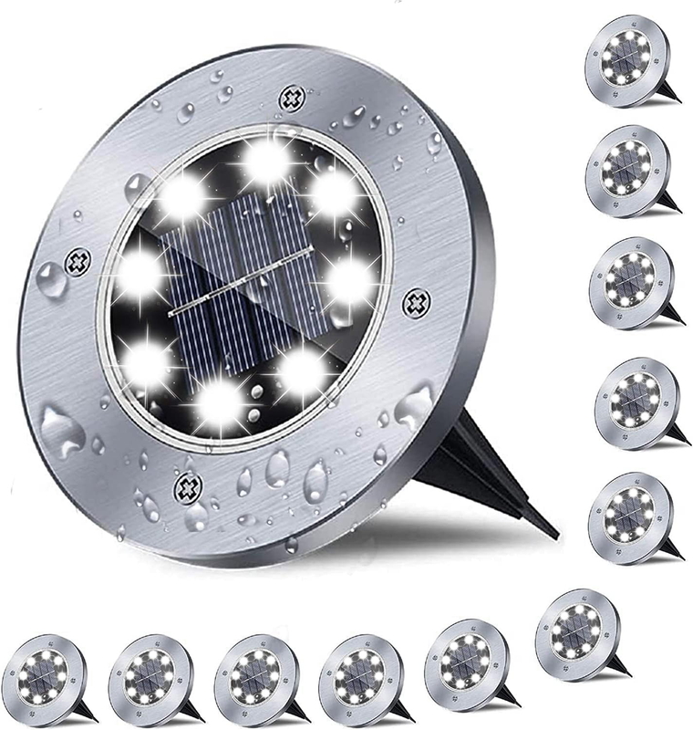 12 Pack Solar Ground Lights   Waterproof LED Landscape Lighting for Outdoors8