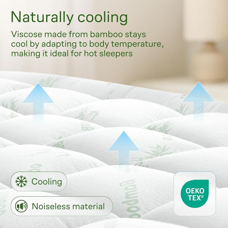 Ultra Soft Queen Size Mattress Topper - Viscose Made from Bamboo Pillow Top Matt2