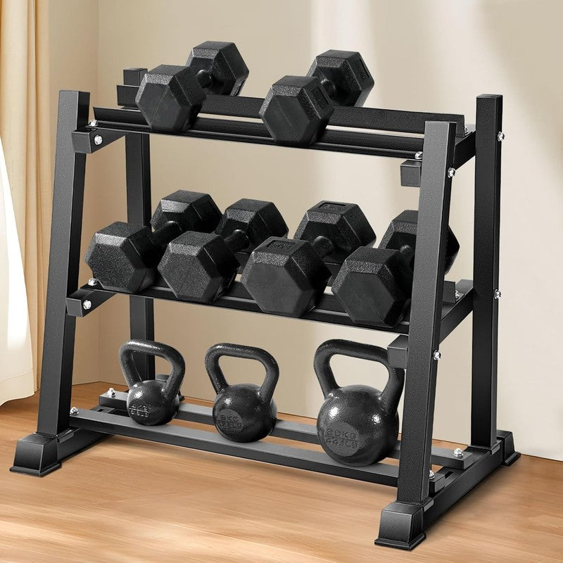 Dumbbell Rack with Weights Stand Home Gym Dumbbells Kettlebells 1100Lb6