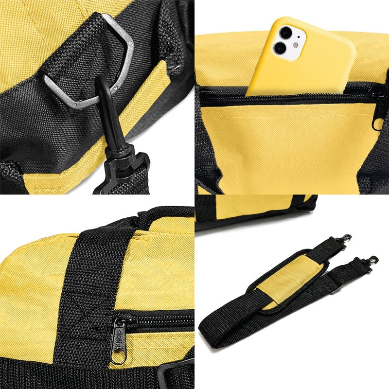 14" Small Duffel Bag Gym Duffle Two Tone in Gold with Shoulder Strap5
