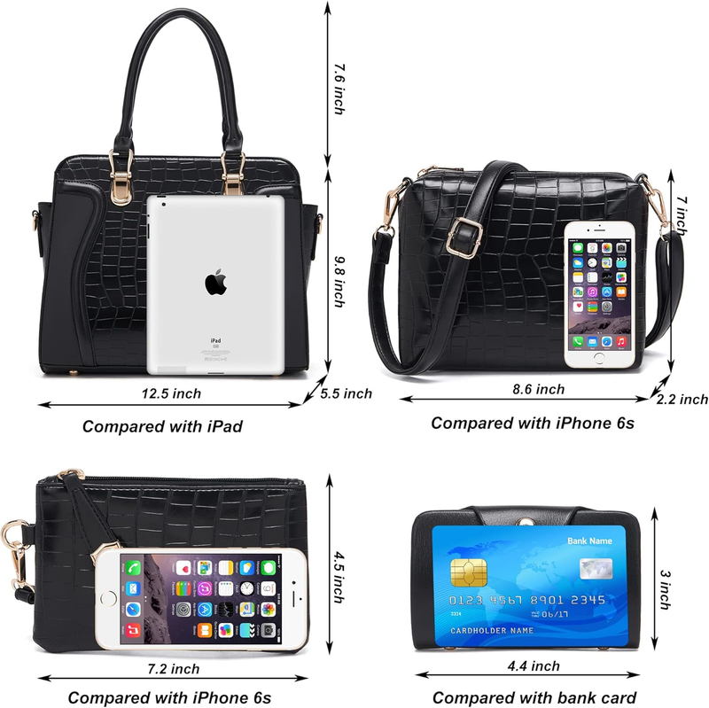 Women Fashion Handbag Set 4PCS Tote Shoulder Top Handle Satchel Purse2