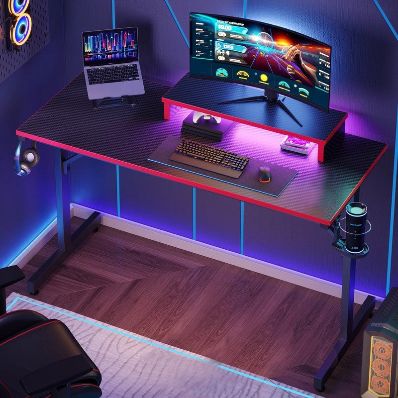 42" Gaming Desk PC Computer Office Gamer Table Desk with LED Lights & Monitor St7
