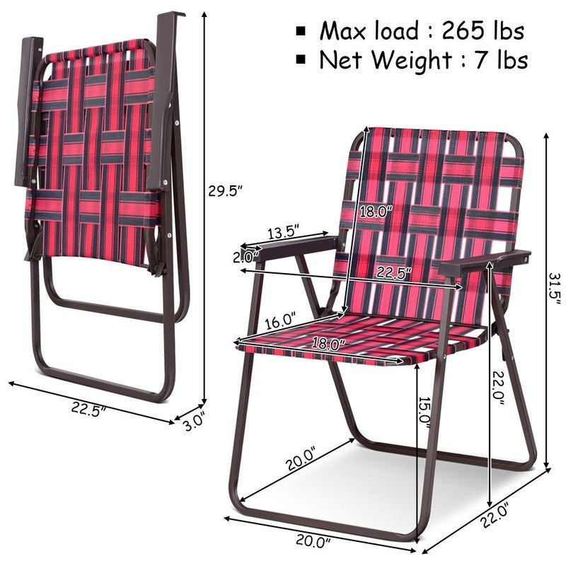6 Pack Folding Beach Chairs - Portable Camping Lawn Webbing Chairs4