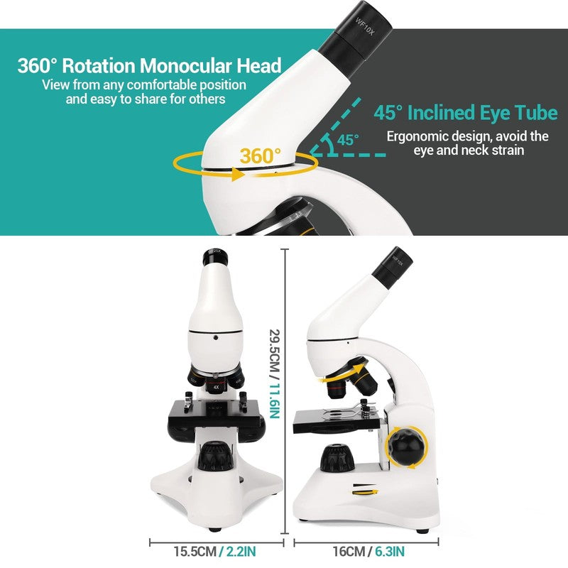 Compound Microscope 40X–2000X for Students Kids Adults + Slides & Adapter3