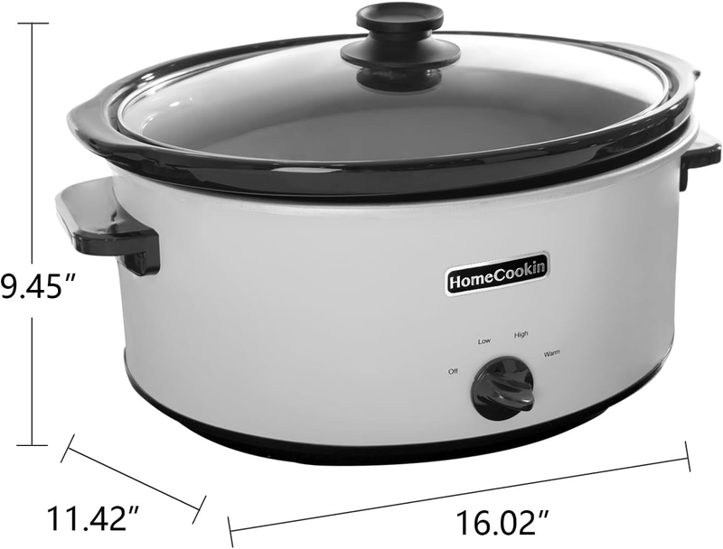 7Qt Oval Slow Cooker Manual 3-Setting White Stainless Steel Warmer3